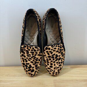 Birdies The Starling Slip on Flat Leopard Print Calf Hair Women Size 9